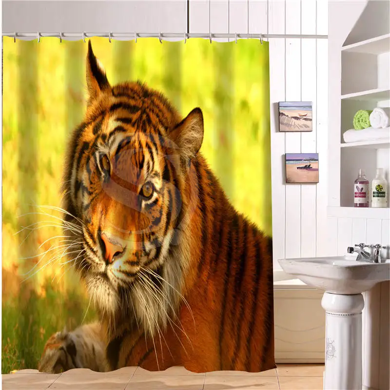 Занавеска для душа Sumatran Tiger водонепроницаемая Шторка ванной из полиэстера с 3D