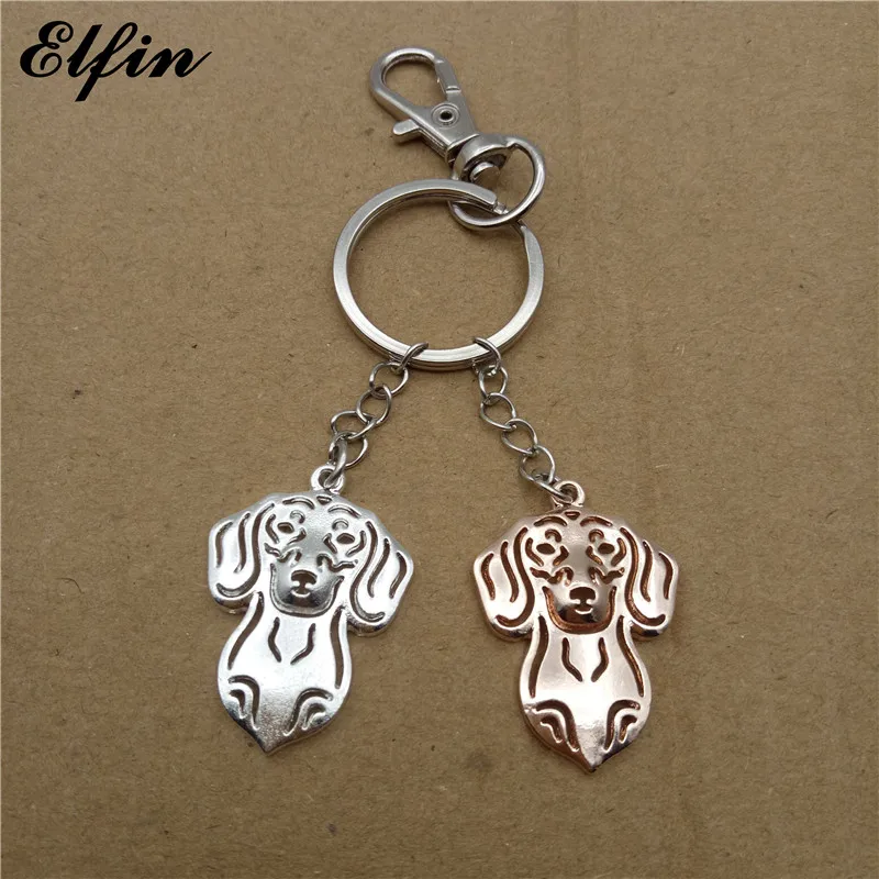 Elfin Trendy Dachshund Key Chains Gold Color Silver Animal Pet Jewellery Fashion Dog Rings For Women Men | Украшения и аксессуары
