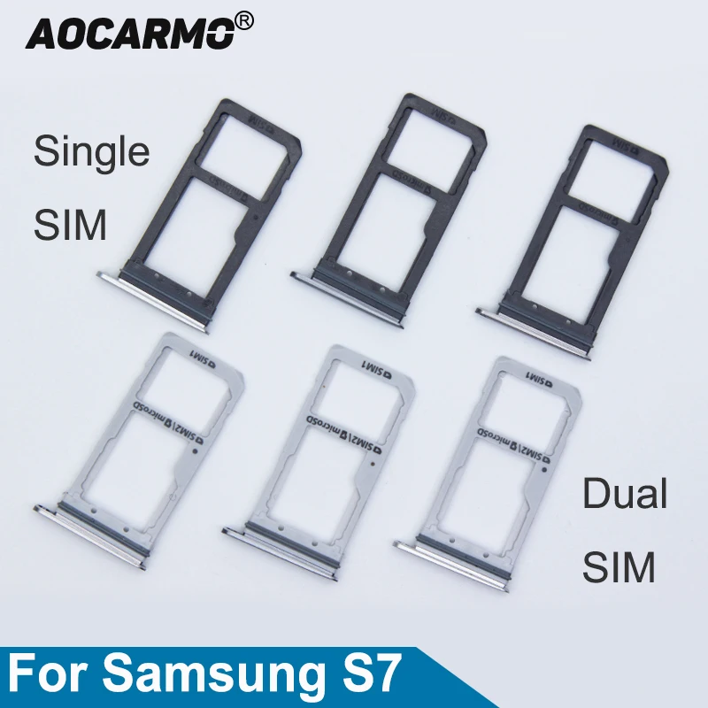 Aocarmo одиночный/двойной металлический пластиковый слот держатель Nano Sim для Samsung