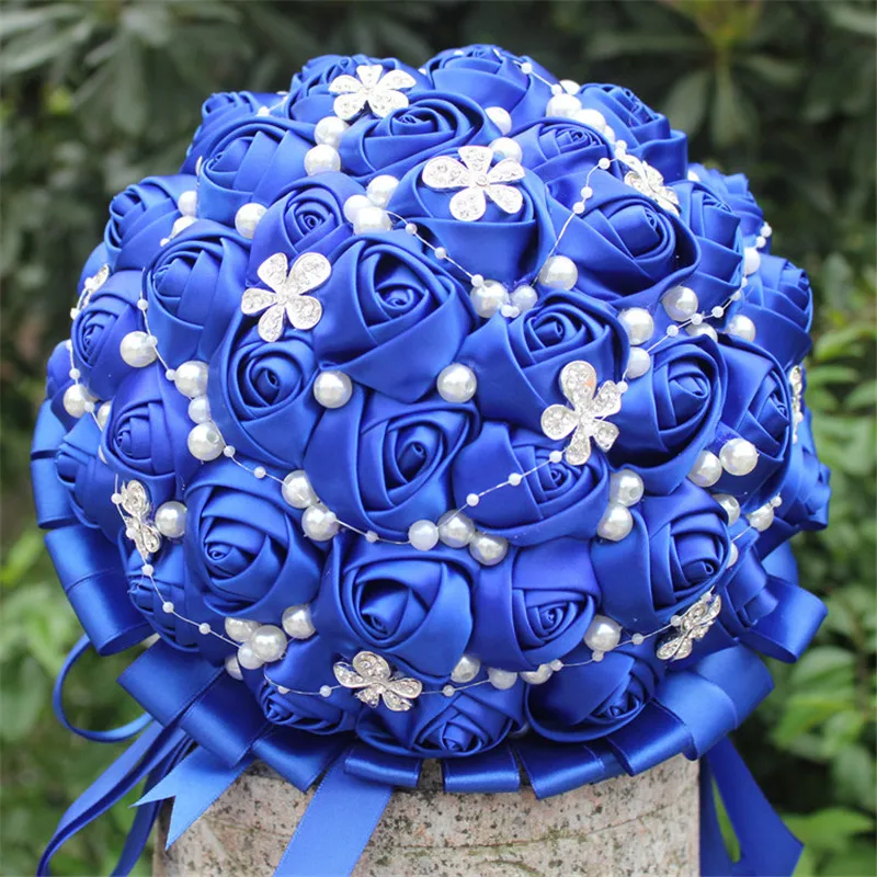 Алмазные Королевский синий Свадебные букеты подружки невесты искусственный