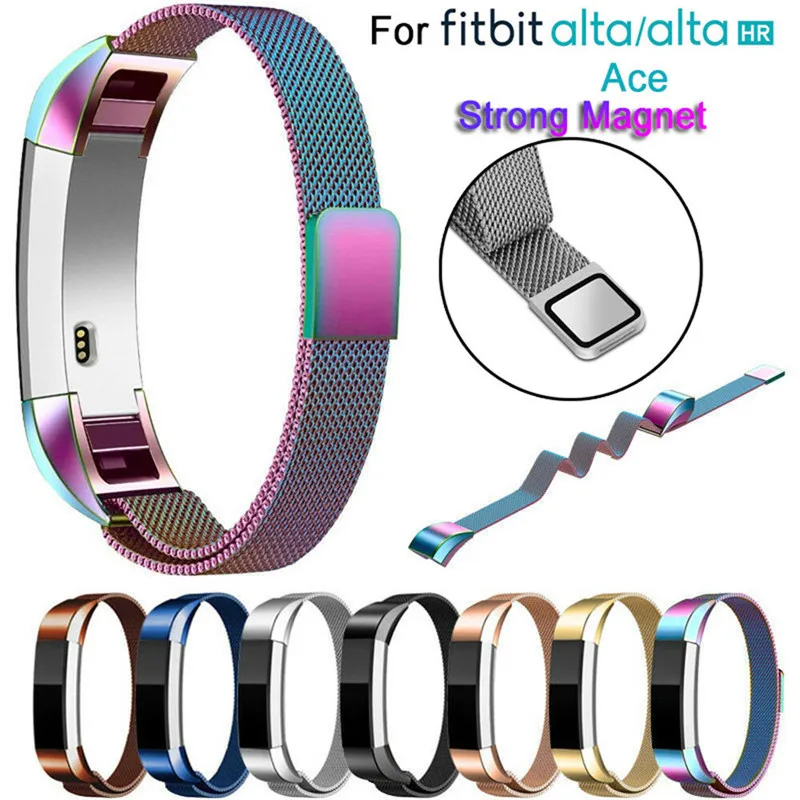 Замена нержавеющей стали ремешок для часов Магнитный Миланский Для Fitbit Alta/Alta HR/Ace