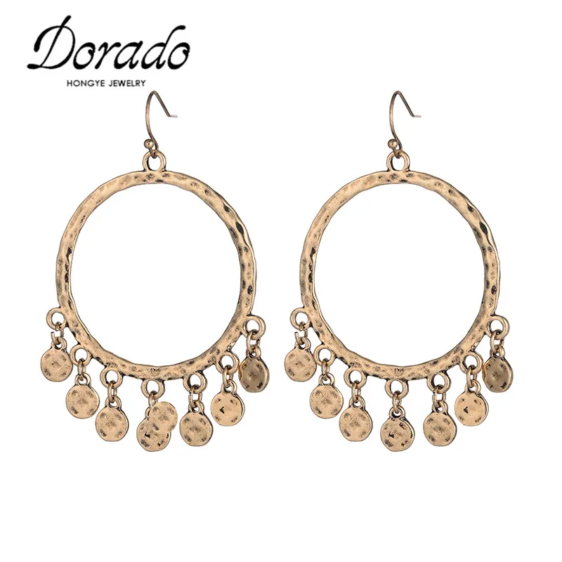 Большие круглые Висячие серьги для женщин в стиле ретро новые женские из сплава