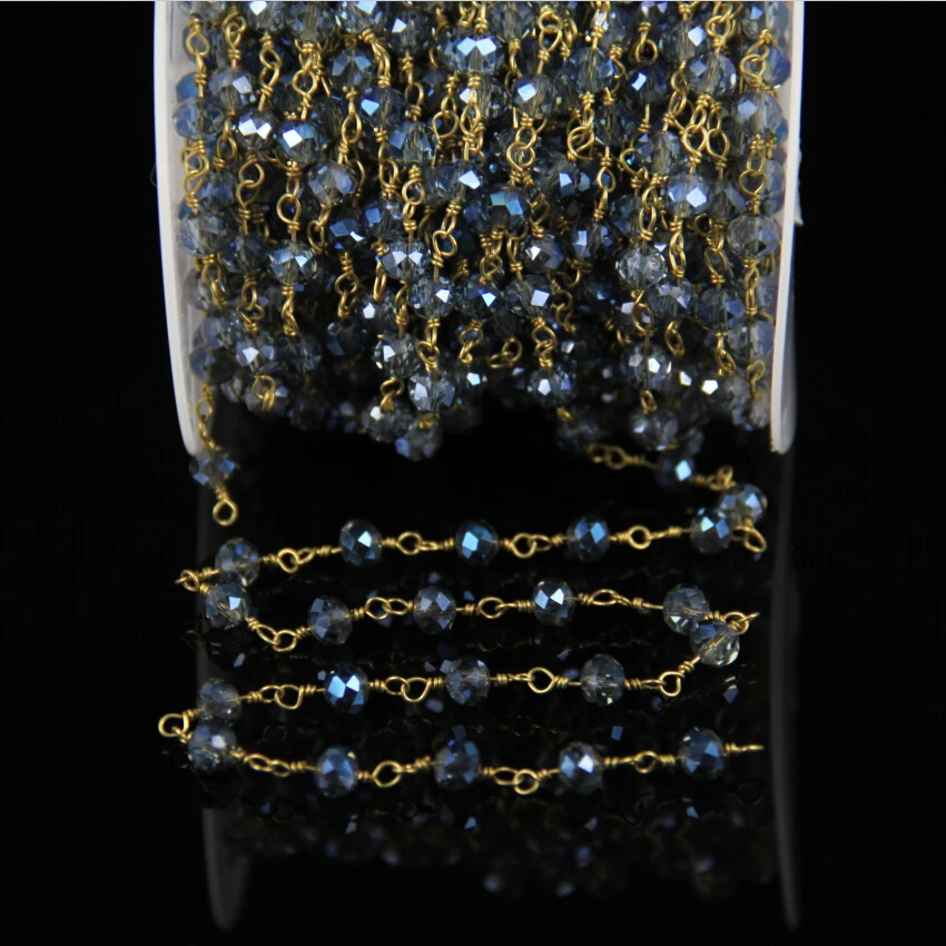Ожерелье цепочка из бисера с гранями 4 Х6 бусин|jewelry finding|beaded rosary chainbead chain |