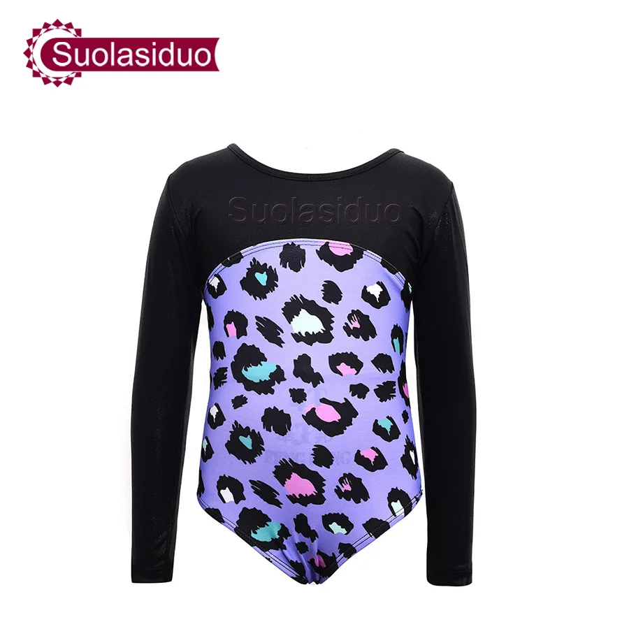 Розовый купальник с длинными рукавами для маленьких девочек гимнастический из