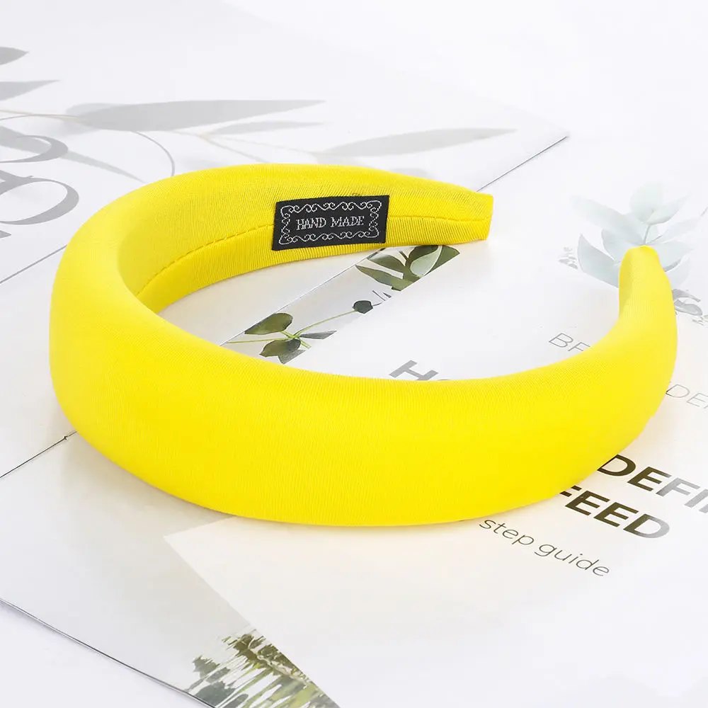 D YELLOW AWAYTR мягкие повязки для волос эластичная повязка для женщин 4 см Широкий пластиковый модный обруч для волос повязка для волос аксессуары для волос Прямая поставка - Цвет: D YELLOW