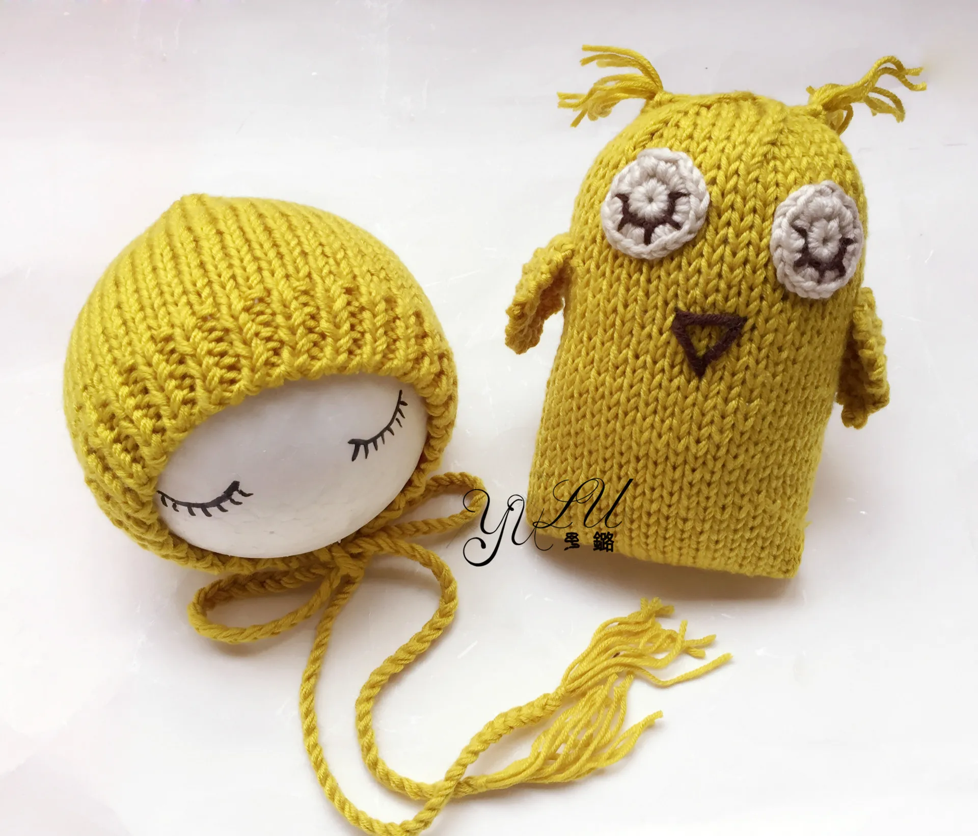 Вязаная крючком сова куклы Детская шапка ручной работы Новорожденные фотографии