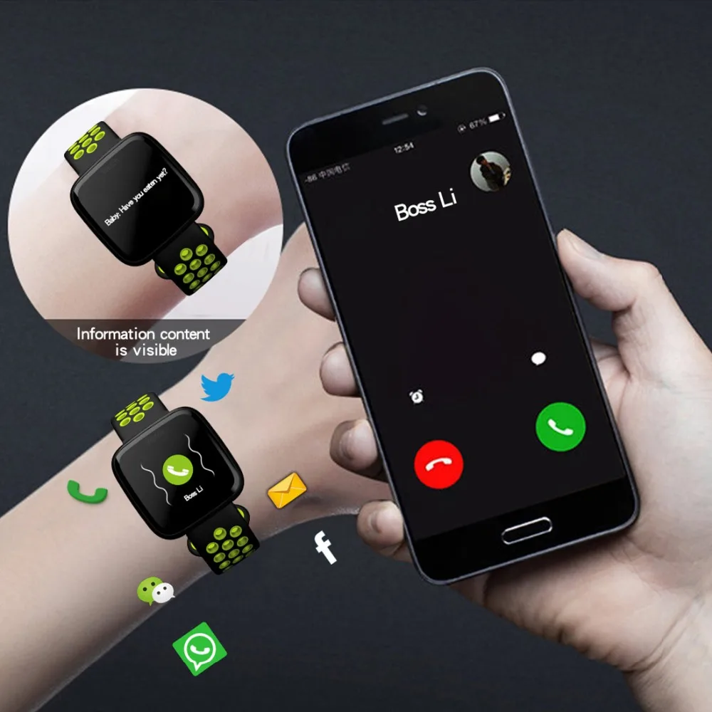 Ataliqi Смарт-часы спортивные водонепроницаемые шагомеры Push Message Bluetooth плавательные