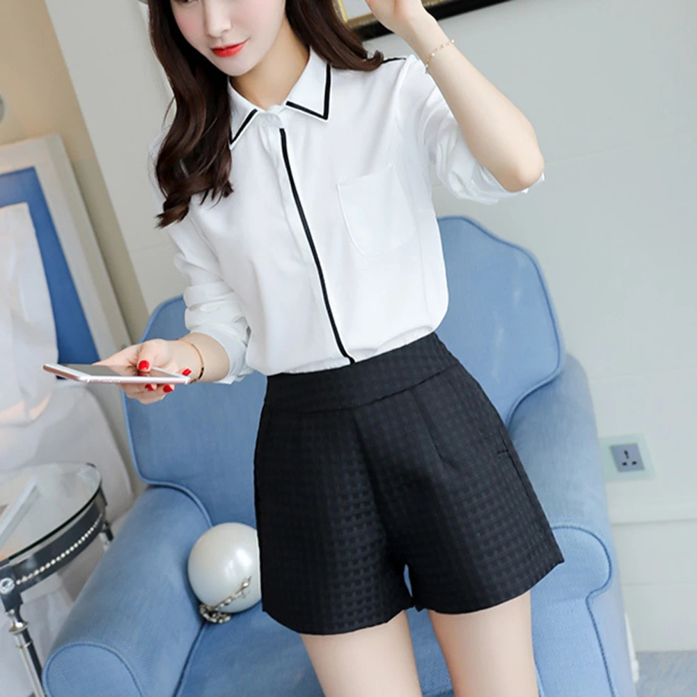 Summer Shorts For Women High Waist Soild Wide Leg Wild A-line Loose Short Pants With Pockets Female Casual Wear | Женская одежда