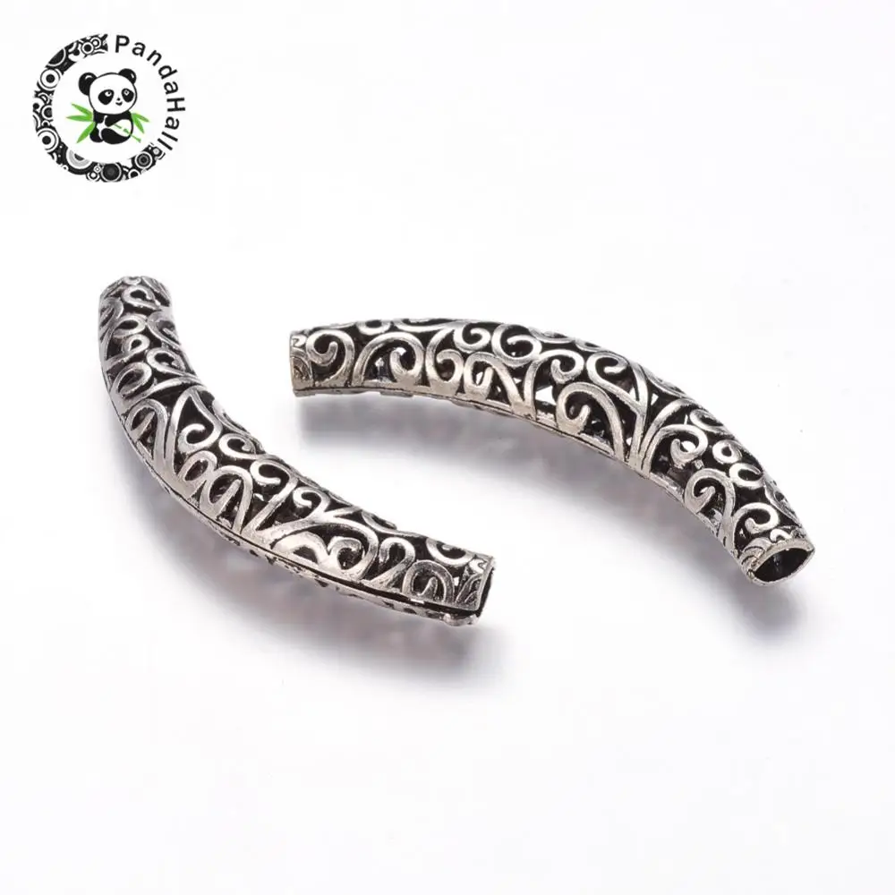Tibetan Silver Hollow Beads Lead Free Cadmium and Nickel Curved Tube Antique about 66mm long 12mm wide | Украшения и аксессуары