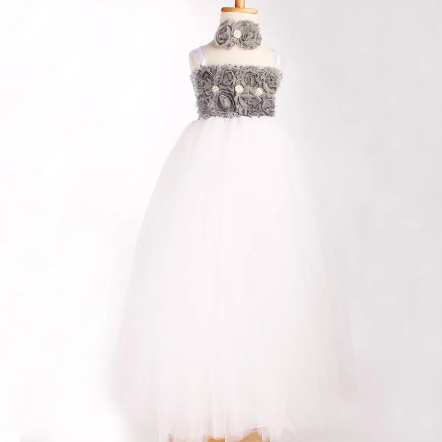 Детское платье-пачка с повязкой на голову цветами для свадьбы вечеринки дня