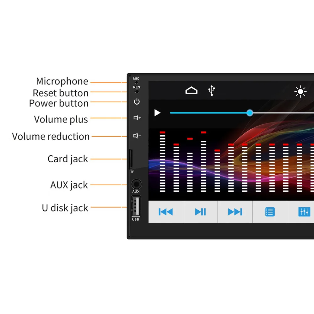 2 Din Car Radio 7 inch 1080P Audio Stereo 2Din Auto Bluetooth Carro Radios Multimidia FM Universal GPS USB TF 45