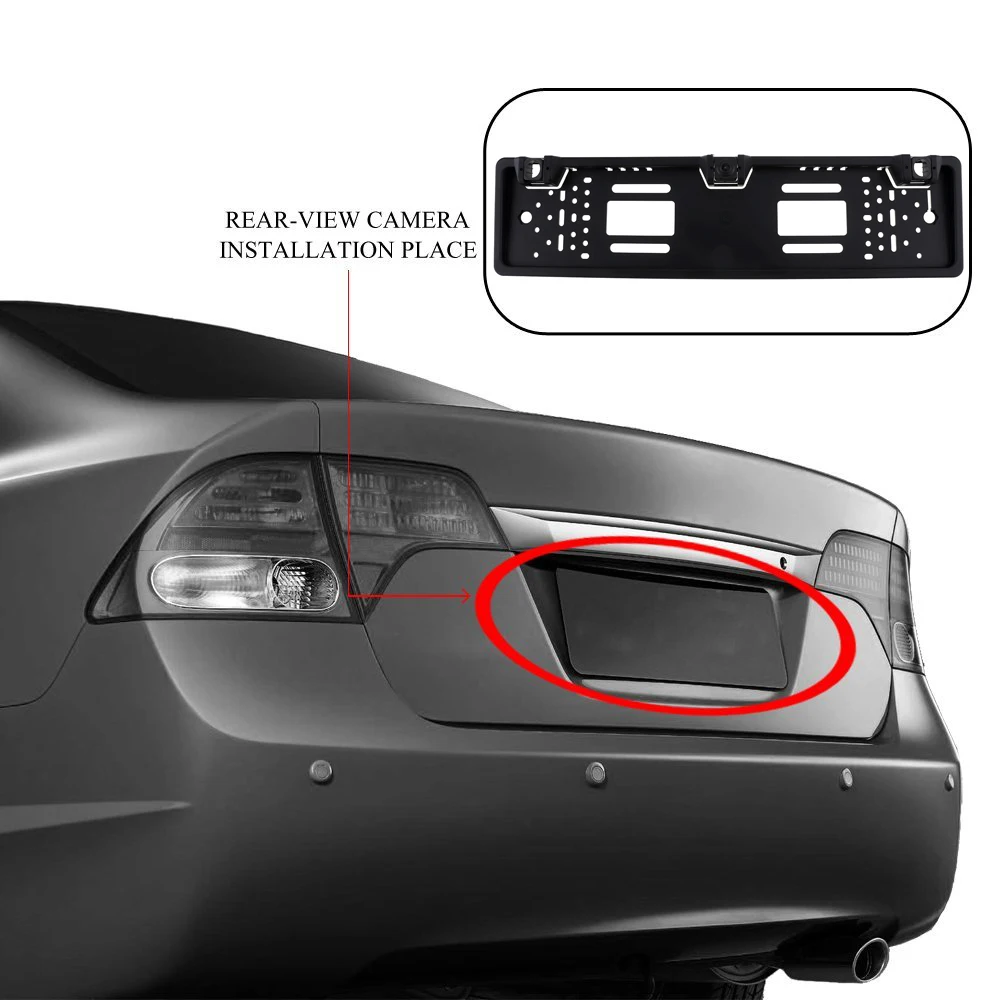 Автомобильная камера заднего вида HD CCD 170 градусов авто парктроник ЕС Автомобильная рамка номерного знака с 2 визуальными реверсивными радар-детекторами