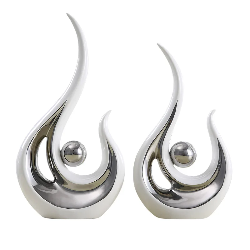 

Silver White Flying Pheonix Couple Vase Modern Ceramic Furnishing Articles For Living Room Home Decoration