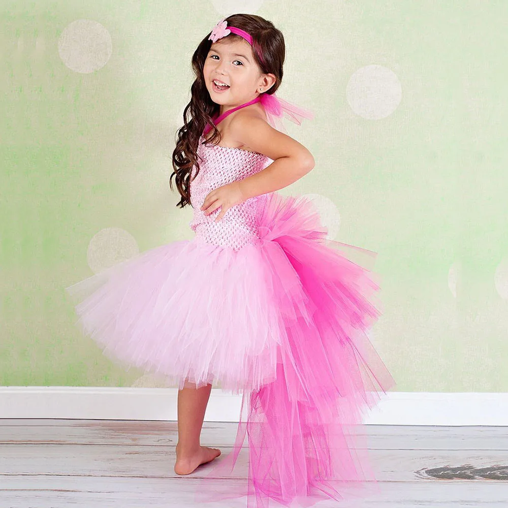 New Girls Unicorn Tutu Dress with headwear Pink Girls little pony costume Birthday Party Dress Kids Halloween Unicorn Costume