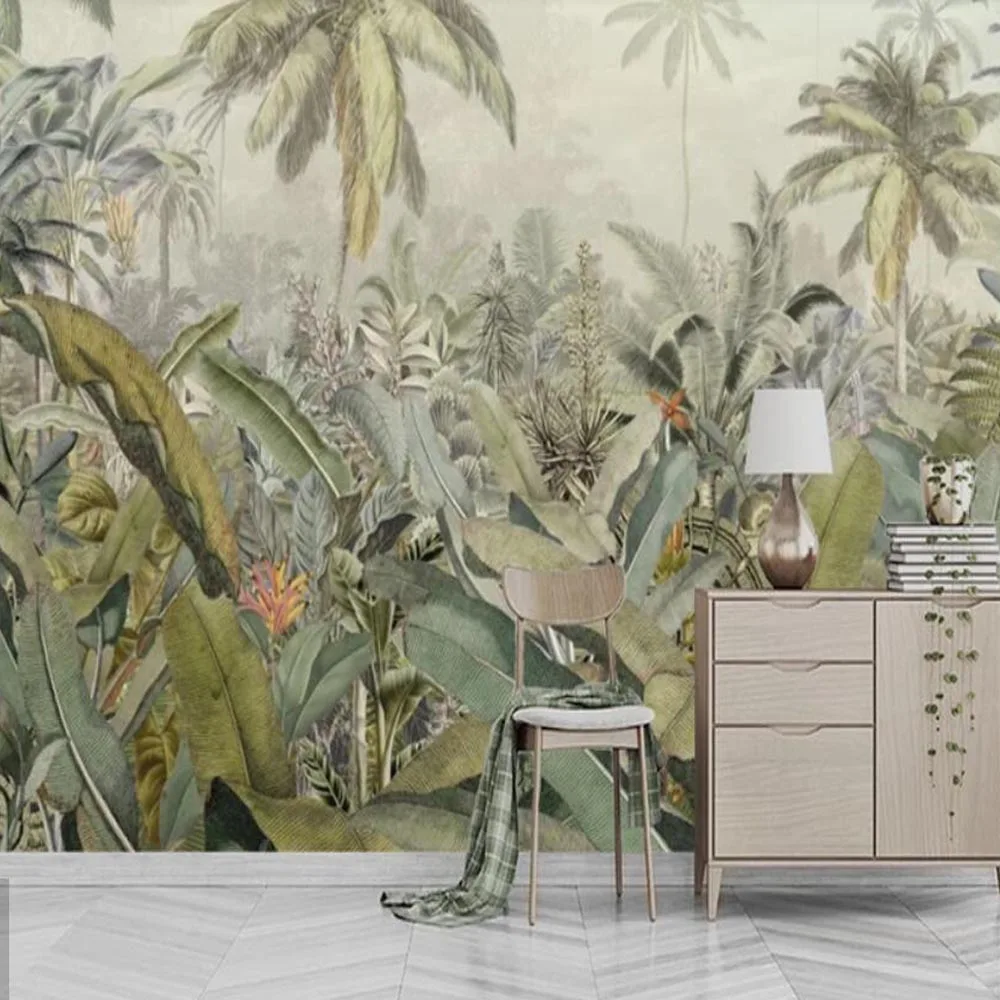 Tropical Plant Leaves Gold Wallpaper Mural 3D Printed Photo Wall Paper Rolls Wall Decor Painting for Bedroom Contact Paper