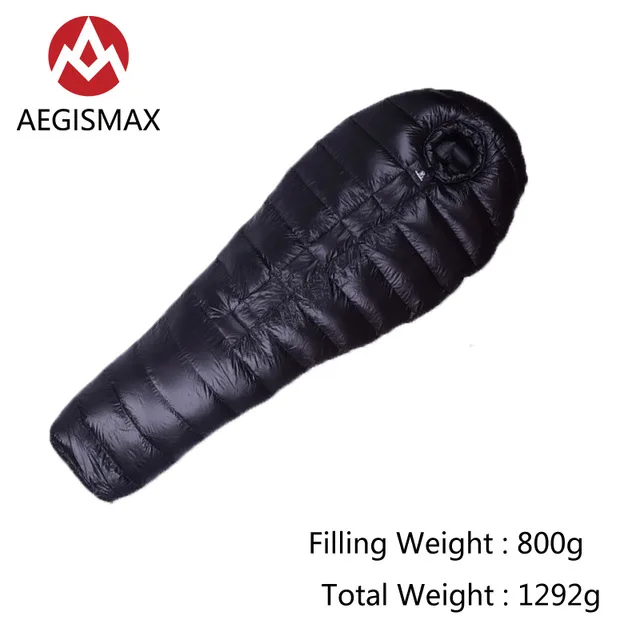 AEGISMAX AEGIS-B800/B1000 серия спальный мешок с утиным пухом для кемпинга на открытом воздухе 3D полное окружение Munny утепленный спальный мешок - Цвет: Black  800