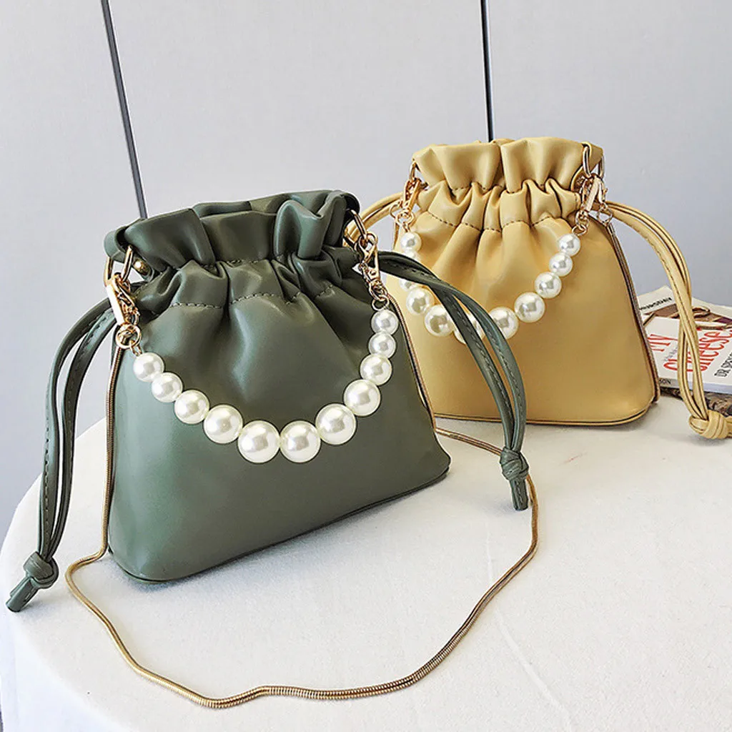 Woman Bag 2019 Summer Chain Small New Pearl Bucket Shoulder Messenger taschen women bolsa masculina sac femme torebka damska | Багаж и