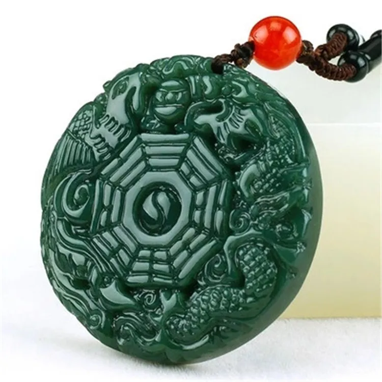 Ожерелье с подвеской из натурального нефрита Xinjiang hitian Jade Dragon Tai Chi Bagua|necklace