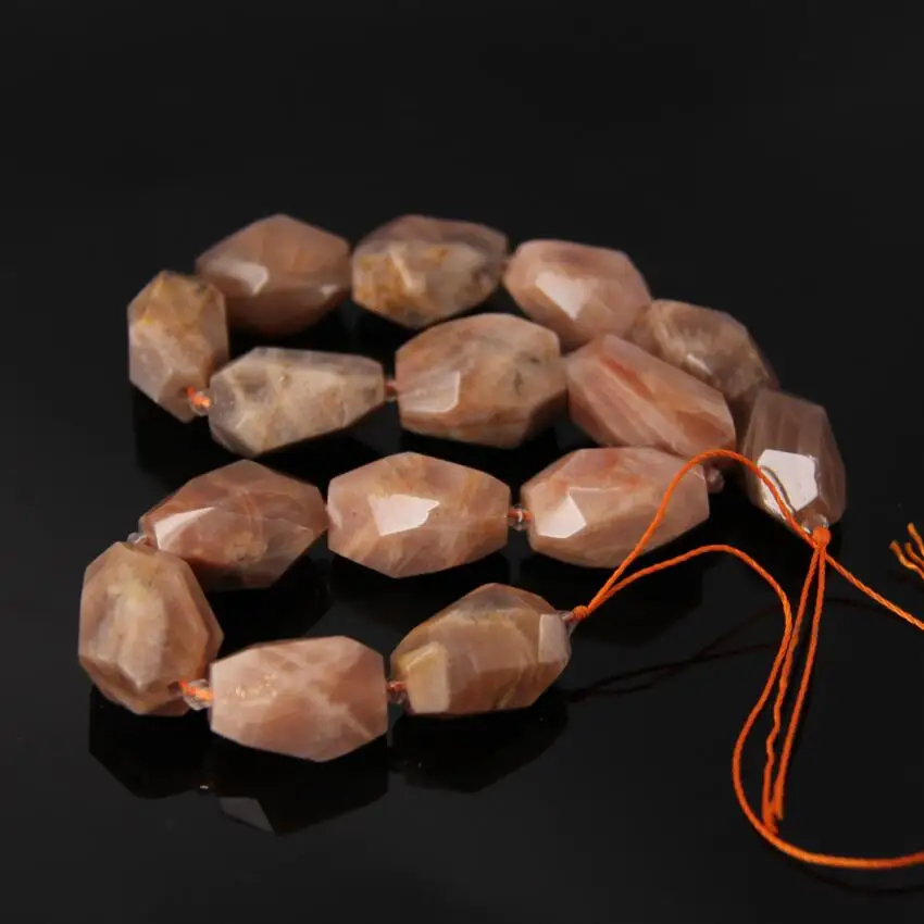 

15.5"/strand Natural Orange Sunstone Faceted Nugget Charms Pendant Beads,Raw Moonstone Freeform Cut Nugget Necklace Bead Jewelry