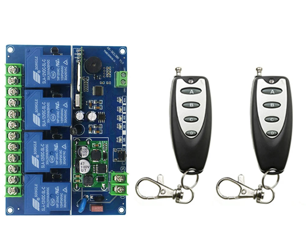 DC12V 24V 36V 48V 30A 4CH RF беспроводной пульт дистанционного управления 2 передатчика с