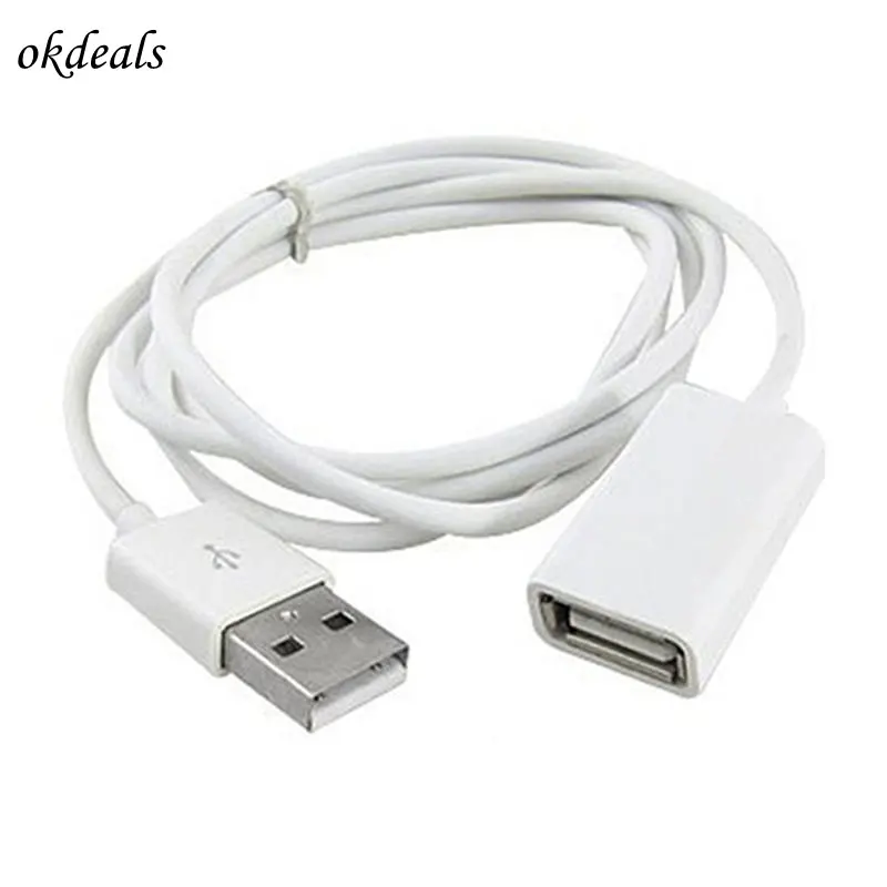 Белый ПВХ металлический USB 2,0 папа-мама удлинитель Кабель-адаптер шнур 1 м 3 фута
