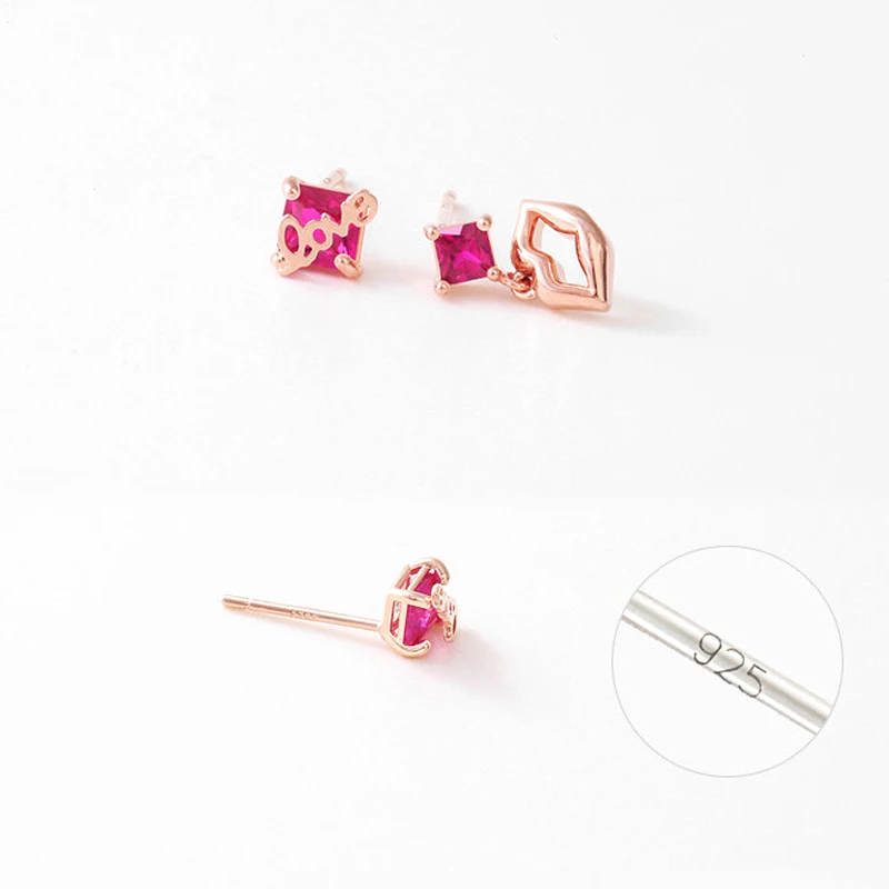 Hutang губ любовь серьги в 925 пробы серебро кубического циркония Fine Jewelry для девочек