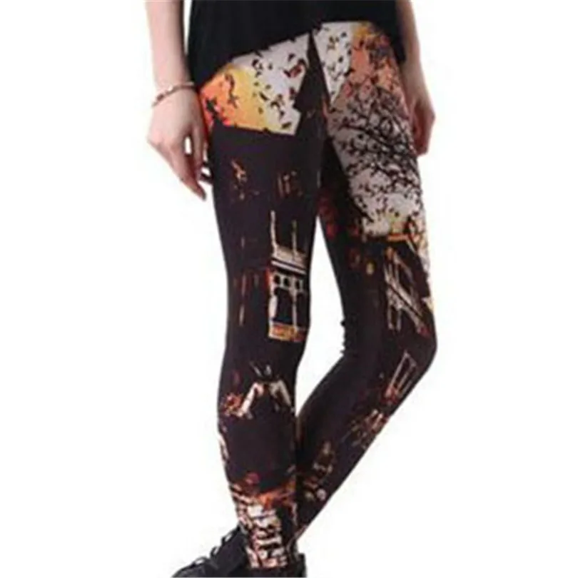 

NDUCJSI Workout Pants Women Print Leggings Push Up Fitness Elastic Fashion Female House Printed Elastic Trousers