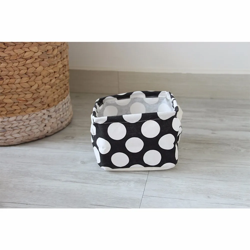 New Dot Pattern Linen Desk Storage Box Holder Home Organization Jewelry Cosmetic Stationery Organizer Case | Дом и сад