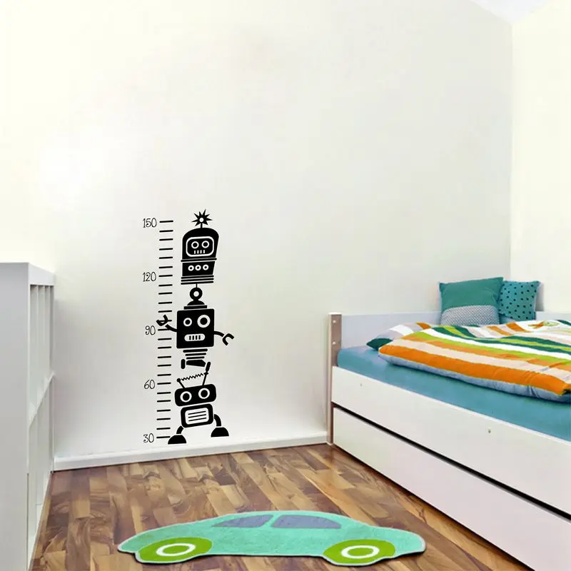Съемный робот диаграмма роста виниловые настенные наклейки для детской комнаты