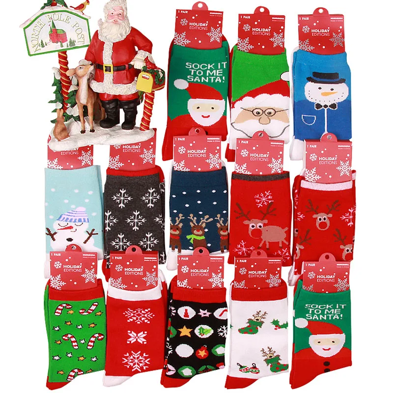 

New Women's Snowflake Deer Printed Cotton Casual Socks Ladies Female Girl Men Christmas Gift Hosiery One Size EUR 35-40 5 Pairs