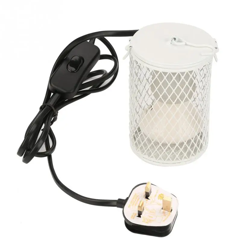 220V-UK Plug Новая нагревательная лампа для домашних животных инфракрасный керамический светильник с защитной клеткой излучатель тепловая лампа товары для домашних животных цыплята лампа для рептилий 100 Вт 110-230 В - Цвет: 220V-UK Plug