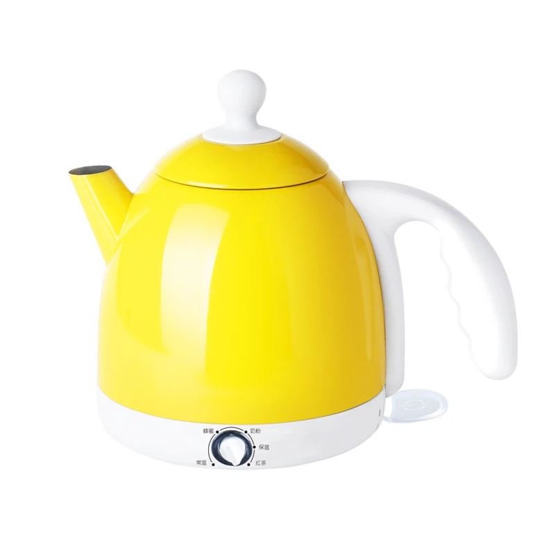 yellow CUKYI Теплоизоляция Электрический чайник 0.8л чайник умный постоянный контроль температуры из нержавеющей стали нагревательный котел 1000 Вт - Цвет: yellow
