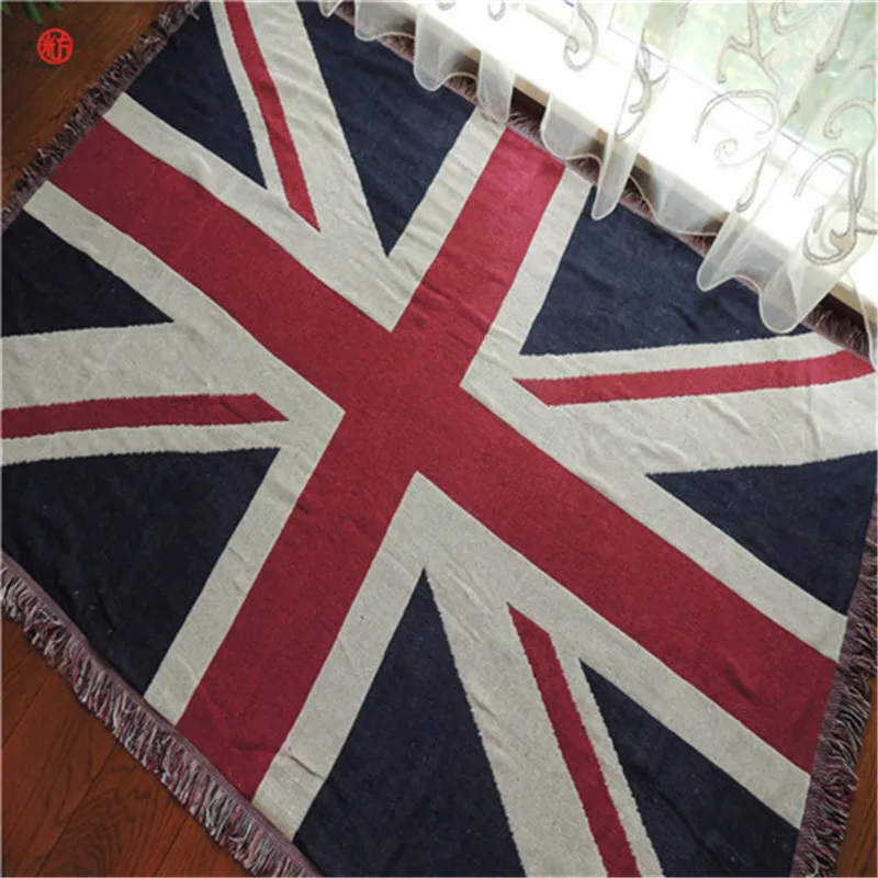 Домашний декор гобелен с кисточками Union Jack хлопковый и полиэфирный одеяло