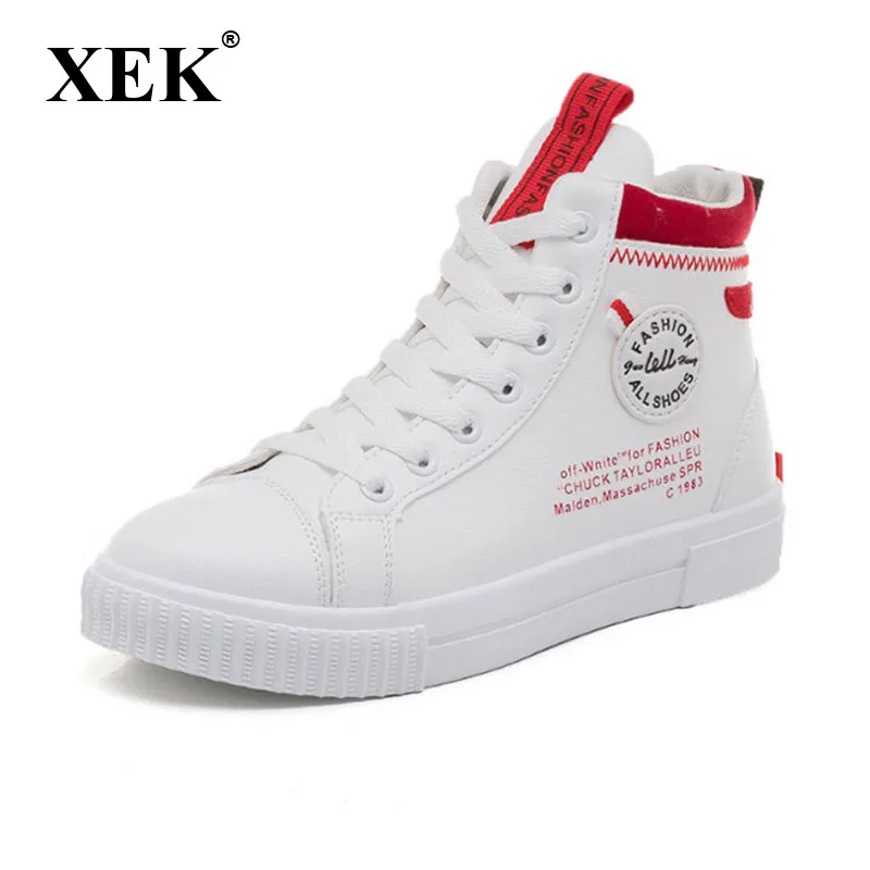 

XEK 2018 new spring and autumn casual shoes women's flat leather surface versatile canvas shoes student shoes woman ZLL405
