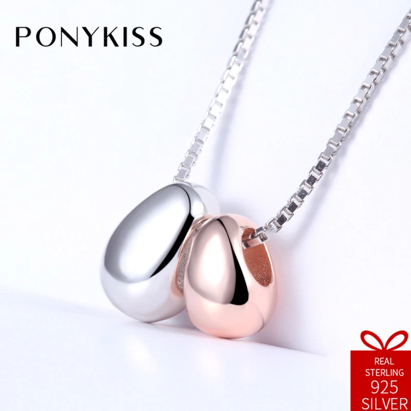 PONYKISS модный 100% 925 твердого стерлингового серебра капли воды из бисера ожерелье