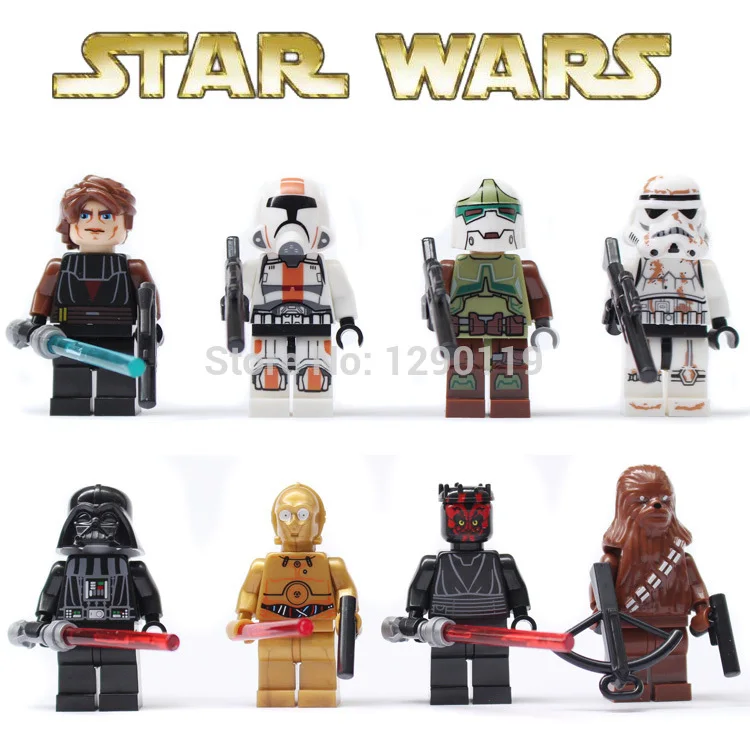 8 шт Звездные войны Штурмовики Дарт Вейдер Боба Фетт C 3PO Маул Анакин Скайуокер