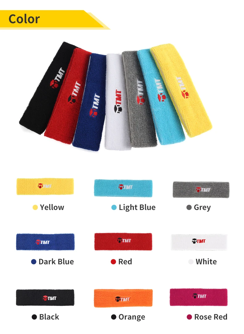 TMT высокоабсорбирующий спортивный эластичный ободок Хлопок Sweatband Yoga Hairband Бег Теннис Баскетбол фитнес Анти Пот-унисекс