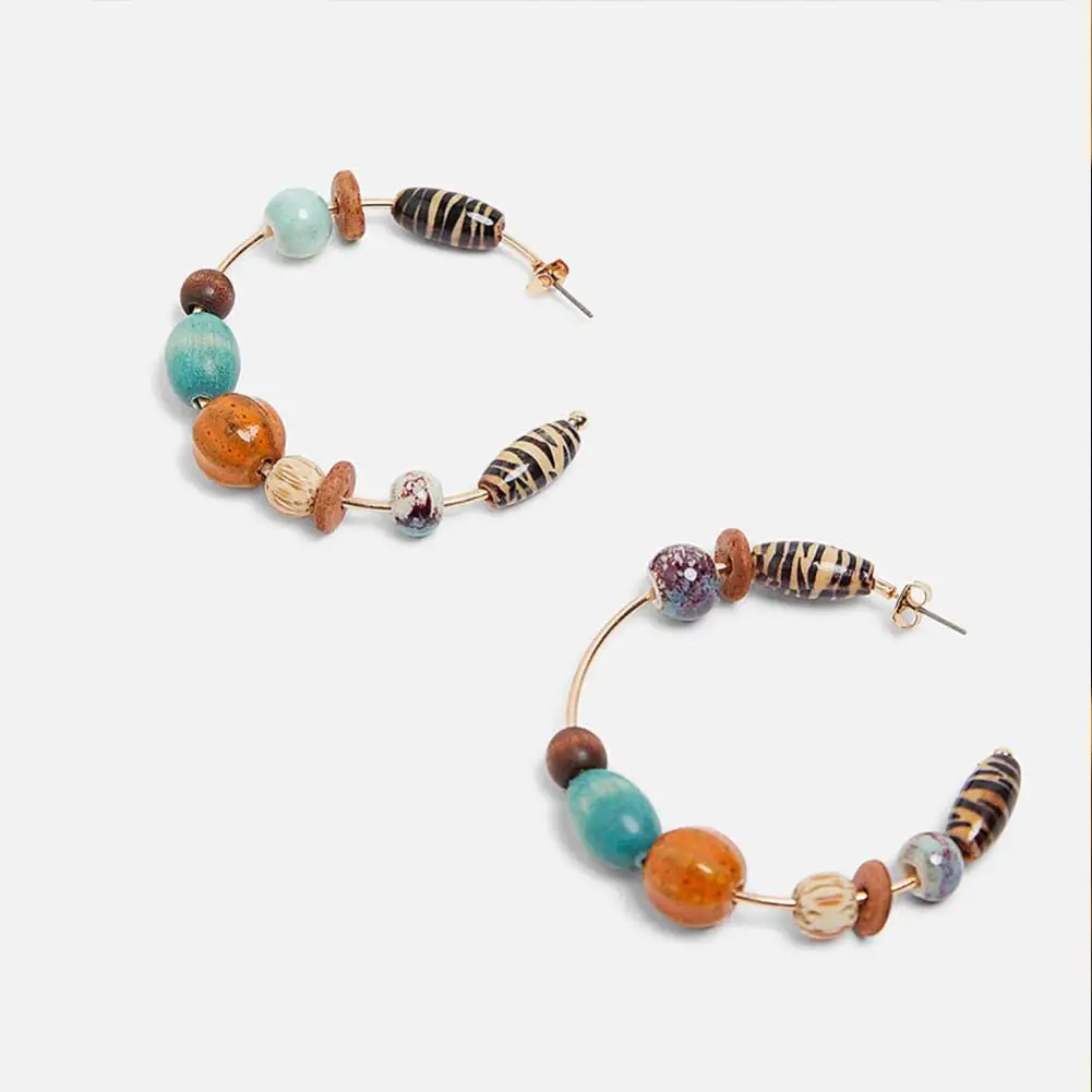 4371 JUST FEEL Boho, Цветные Висячие серьги из натурального камня для женщин, вечерние панковские этнические серьги с подвеской, свадебные ювелирные изделия - Окраска металла: 4371