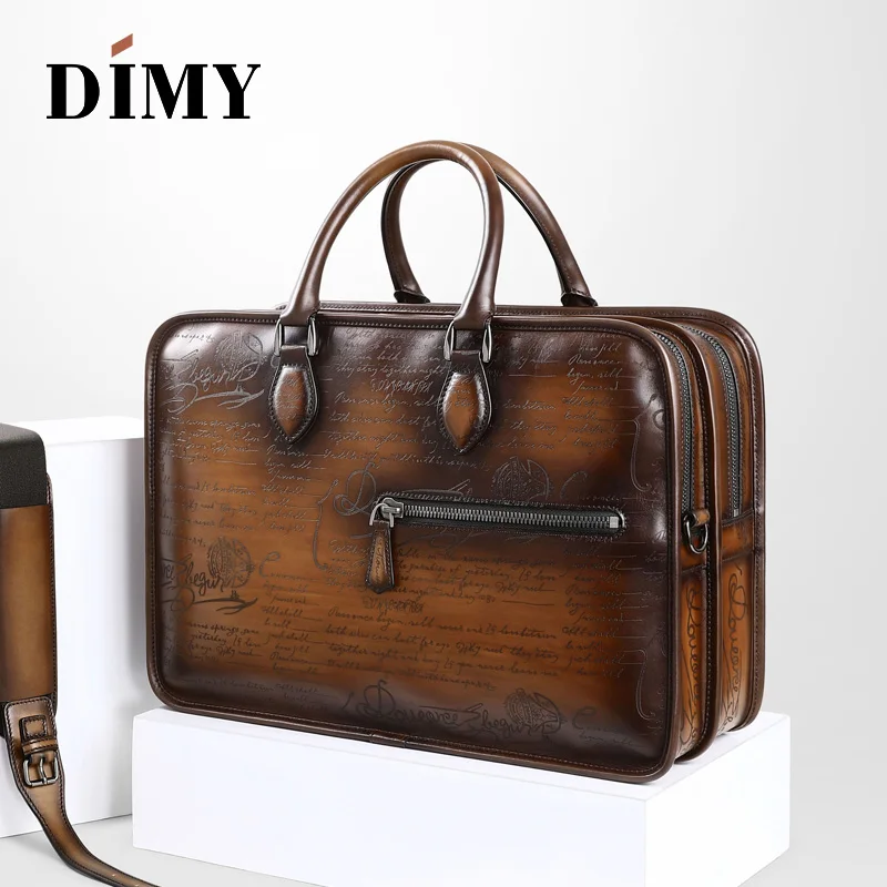Сумка-мессенджер DIMY D9161 мужская из телячьей кожи портфель в деловом стиле саквояж