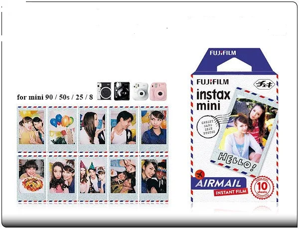 Фотобумага Airmail для Fujifilm Instax Mini 8 пленка 20 листов камеры Fuji Instant 9 25 50 70 90 Neo Polaroid 300 SP