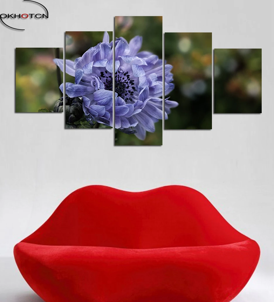 Декор для дома с фиолетовыми цветами Настенная картина 5 шт./компл. без рамы