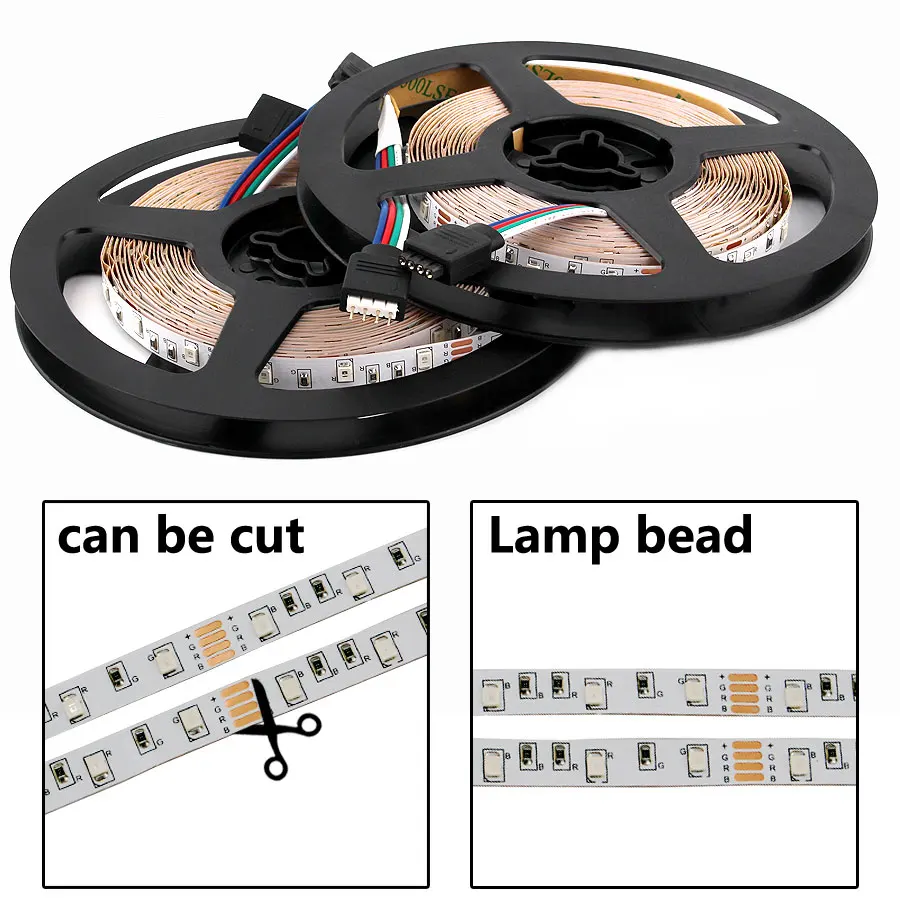 AC DC 5 в USB Светодиодная лента RGB 1 м SMD 2835 60 светодиодный s/M светильник Диодная