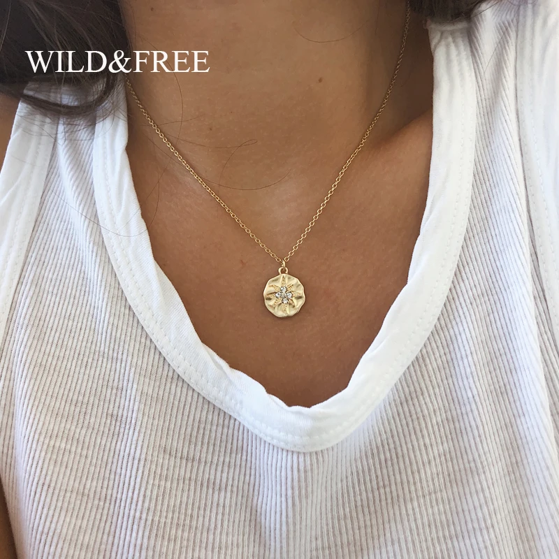 Wild & Free Горячая распродажа! Ожерелье с круглой подвеской розы солнце крест