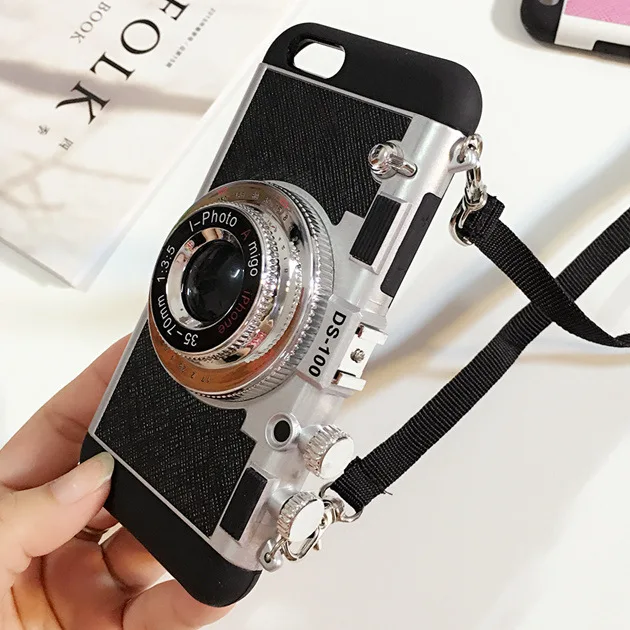 Fashion Camera 3D Tumblr Case with Strap For iPhone 7 7Plus 6 6s 6Plus Plus Back Cover Mobile 3d Phone iPhone8 8Plus |