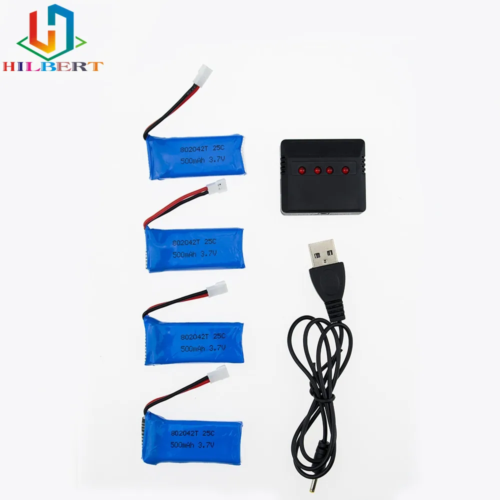 3 7 V 500mAh LiPo батарея 4 шт с зарядным устройством для Hubsan H107 h107c H107P YD928 U816 rc Wltoys Walkera Mini