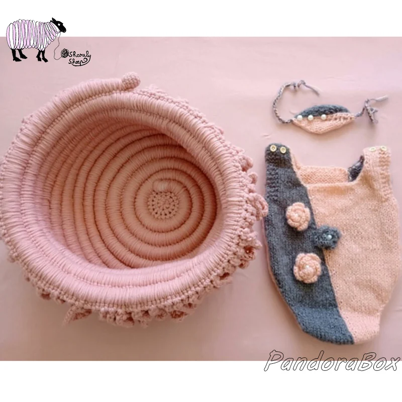 Реквизит для фотосессии новорожденных корзина bebe foto аксессуары вязаные крючком