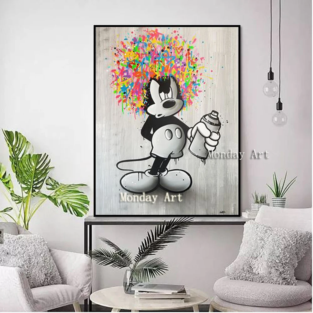 Бесплатная доставка поп-арт ручная роспись Ранняя картина маслом из мультфильма