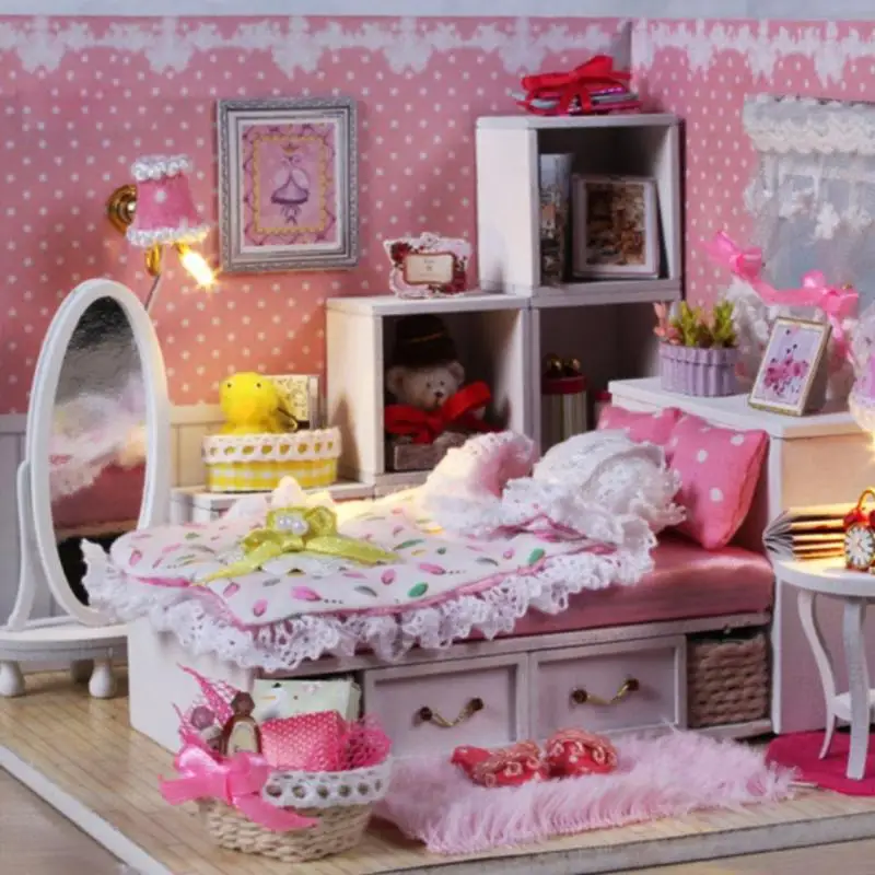 Сборный DIY Кукольный дом, игрушка, деревянный миниатюрный кукольный домик, миниатюрные кукольные домики, игрушки с мебели, пылезащитный чехол, светодиодный подарок на день рождения