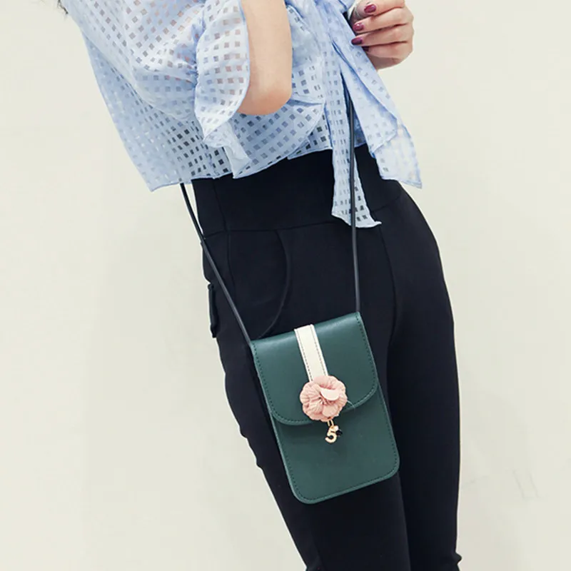 Fashion Graceful Camellias Girls Single Shoulder Bag 2018 New Women PU Messenger Hot-selling Lady Black Cell Phone Pocket | Багаж и сумки