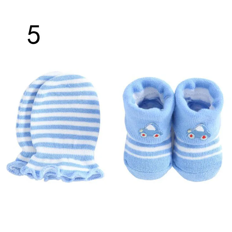 5 Новые носки для новорожденных девочек и мальчиков с перчатками, хлопковый набор носков для малышей - Цвет: 5